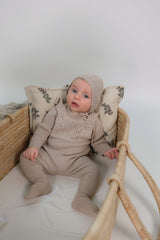 Load image into Gallery viewer, Baby Knit Romper With Lace Bib
