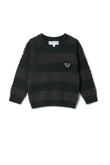 Load image into Gallery viewer, Boys Stripe Textured Knit V Neck Sweater
