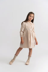 Load image into Gallery viewer, Girls Dress With Floral Embroidery At Front Waist

