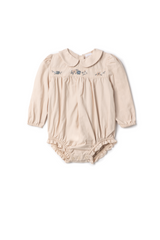 Load image into Gallery viewer, Baby Short Onesie With Floral Embroidery At Top Front
