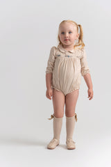 Load image into Gallery viewer, Baby Short Onesie With Floral Embroidery At Top Front
