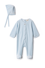 Load image into Gallery viewer, Baby Cotton Velour Romper Set With Scallop Detail
