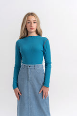 Load image into Gallery viewer, Girls Rib Top With Fennel Neck
