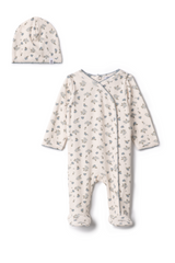 Load image into Gallery viewer, Baby Pointelle With Flower Romper Set With Contrast Scallop Stitches
