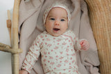 Load image into Gallery viewer, Baby Pointelle With Flower Romper Set With Contrast Scallop Stitches
