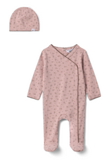 Load image into Gallery viewer, Baby Flower Jersey Knit  Romper Set With Scallop Stitches
