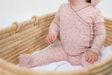 Load image into Gallery viewer, Baby Flower Jersey Knit  Romper Set With Scallop Stitches
