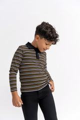 Load image into Gallery viewer, Boys Waffled Stripped Polo Long Sleeves
