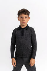 Load image into Gallery viewer, Boys Washed Waffled Polo Long Sleeves
