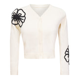 Load image into Gallery viewer, Girls Knit Cardigan With Contrast Embroidery
