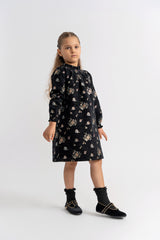 Load image into Gallery viewer, Girls Floral Brocade Velvet Dress
