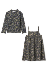 Load image into Gallery viewer, Girls Floral Print Woven JumperWith Modal Mock Neck Top Set
