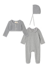 Load image into Gallery viewer, Baby Cotton Stretchie And Cardi With Bonnet
