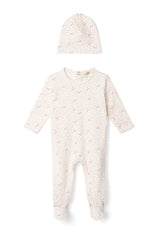 Load image into Gallery viewer, Baby Leaves And Cherries Print Onesie With Hat
