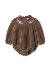 Load image into Gallery viewer, Girls Velvet Embrodery Floral Bubble
