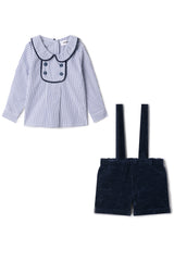 Load image into Gallery viewer, Boy Velvet Checkered Shirt And Oveall Set
