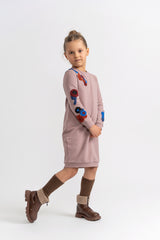 Load image into Gallery viewer, Girl Floral Hook Stitch Sweatshirt Dress
