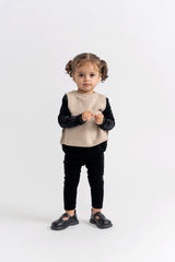Load image into Gallery viewer, Baby Girl's Slinky Velour Top And Leggings With Knitted Vest 3pc set
