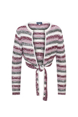 Load image into Gallery viewer, Ladies Multi Color Crochet Cropped Tie Cardigan
