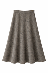 Load image into Gallery viewer, Wool Button Side Midi Skirt
