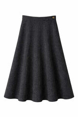 Load image into Gallery viewer, Wool Button Side Midi Skirt
