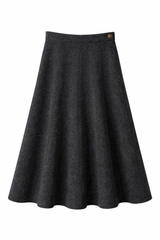 Load image into Gallery viewer, Wool Button Side Midi Skirt
