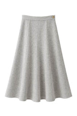 Load image into Gallery viewer, Wool Button Side Midi Skirt
