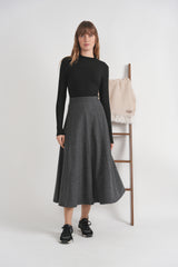 Load image into Gallery viewer, Wool Button Side Midi Skirt
