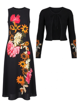 Load image into Gallery viewer, Printed Crepe Chiffon Jumper With Knit Bolero
