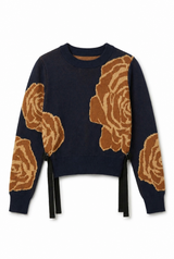 Load image into Gallery viewer, Floral Belted Sweater
