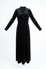 Load image into Gallery viewer, Floral Velour Mock Wrap Maxi Dress
