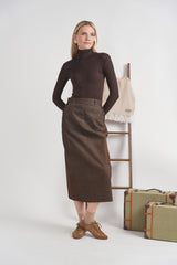 Load image into Gallery viewer, Corduroy Maxi Straight Pocket Skirt
