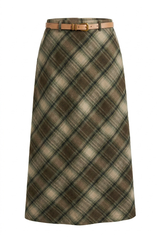 Load image into Gallery viewer, Wool Plaid Straight Skirt
