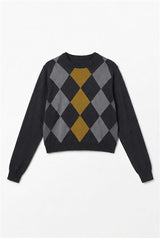 Load image into Gallery viewer, Argyle Cropped Sweater
