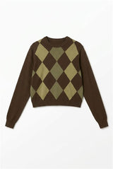 Load image into Gallery viewer, Argyle Cropped Sweater
