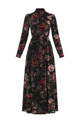 Load image into Gallery viewer, Flocked Velvet Maxi Dress
