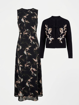 Load image into Gallery viewer, Printed Maxi Jumper and Cropped Embroidered Cardigan Set
