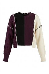 Load image into Gallery viewer, Color Blocked Patch Look Sweater
