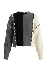 Load image into Gallery viewer, Color Blocked Patch Look Sweater
