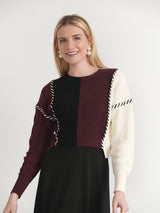 Load image into Gallery viewer, Color Blocked Patch Look Sweater
