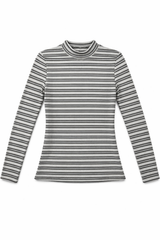 Load image into Gallery viewer, Stripped Micro Mock Neck Tee
