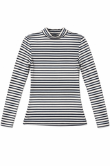 Load image into Gallery viewer, Stripped Micro Mock Neck Tee

