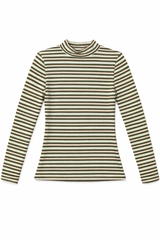 Load image into Gallery viewer, Stripped Micro Mock Neck Tee
