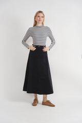 Load image into Gallery viewer, Stripped Micro Mock Neck Tee
