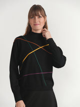 Load image into Gallery viewer, Dolman Contrast Stitching Sweater Turtle Neck
