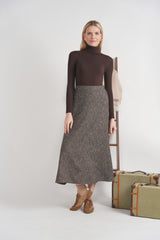 Load image into Gallery viewer, Tweed Button Side Midi Skirt
