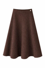 Load image into Gallery viewer, Wool Button Side Midi Skirt
