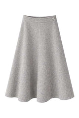 Load image into Gallery viewer, Wool Button Side Midi Skirt
