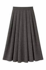 Load image into Gallery viewer, Wool Herringbone Maxi Pleated Skirt
