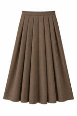 Load image into Gallery viewer, Wool Herringbone Maxi Pleated Skirt
